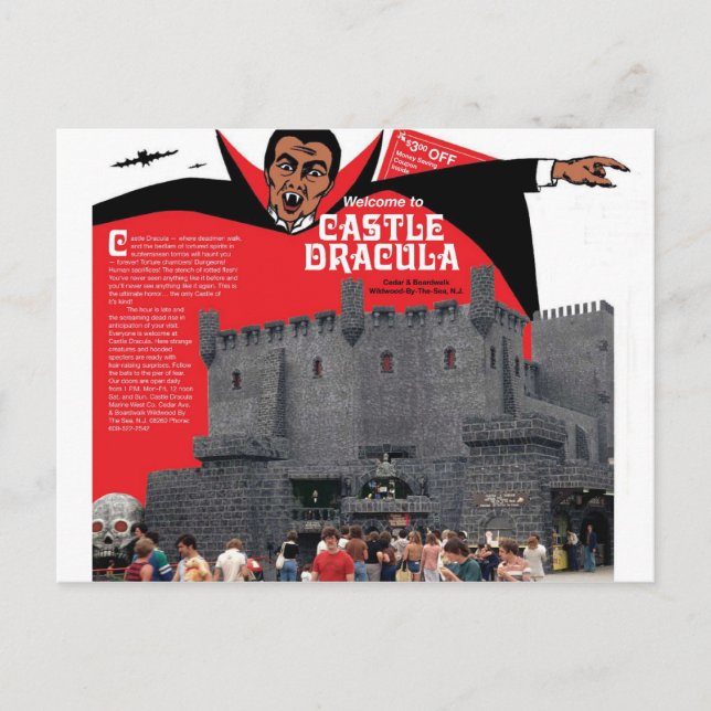 Cartão Postal Castle Dracula em Wildwood, Nova Jersey (Frente)
