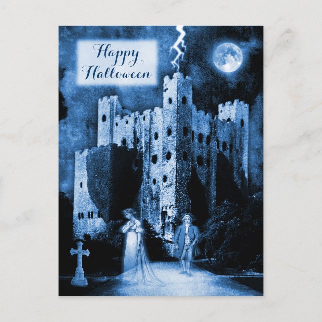 Cartão Postal Castle Gothic Happy Halloween (Frente)