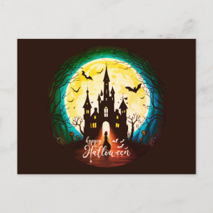 Cartão Postal Castle Haunted Happy Halloween Creepy