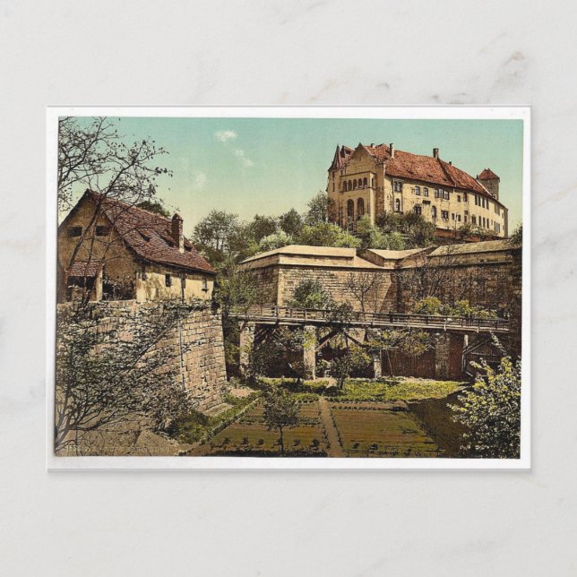 Cartão Postal Castle, (lado oeste), Nuremberga, Baviera, Alemanh (Frente)