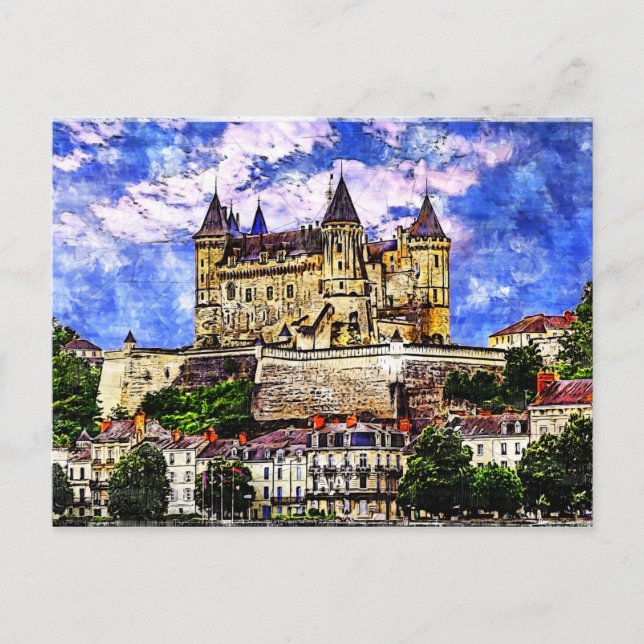 Cartão Postal Castle Saumur, Loire Valley, França. (Frente)