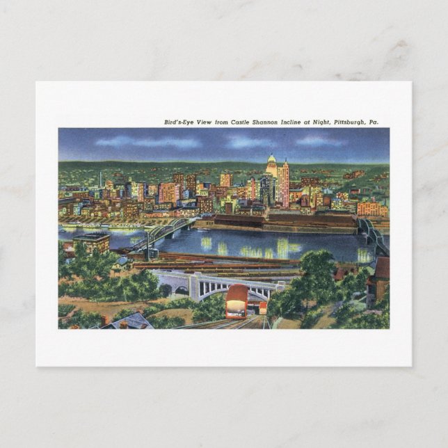 Cartão Postal Castle Shannon Incline, Pittsburgh, PA (Frente)