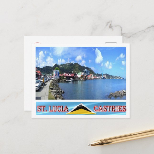Cartão Postal Castries - Saint Lucia - Panorama - (Frente/Verso In Situ)