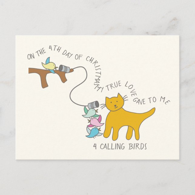 Cartão Postal Cat 4º Dia Chamando Pássaros de Natal (Frente)
