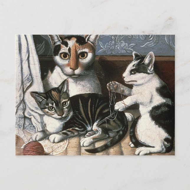 Cartão Postal Cat and Kittens, c.1872-1883 (Frente)