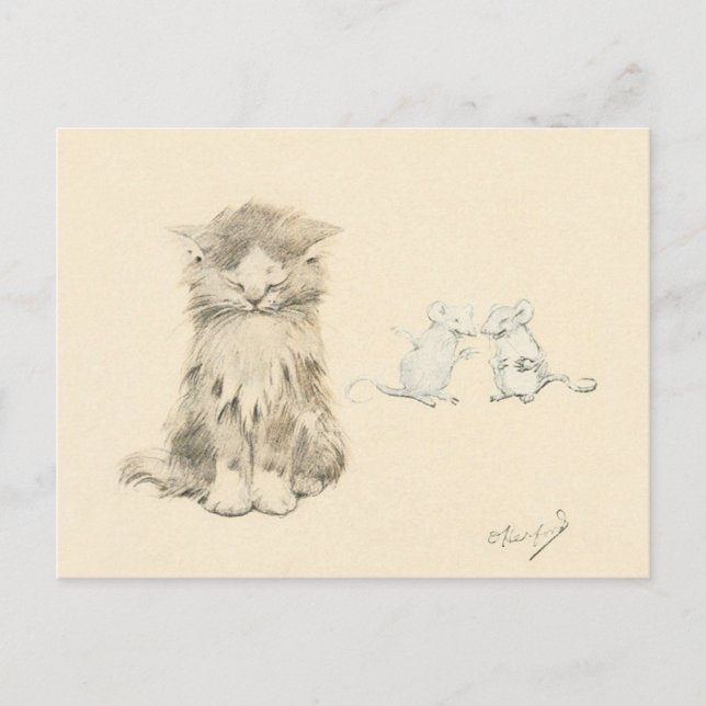 Cartão Postal Cat and mice (Frente)