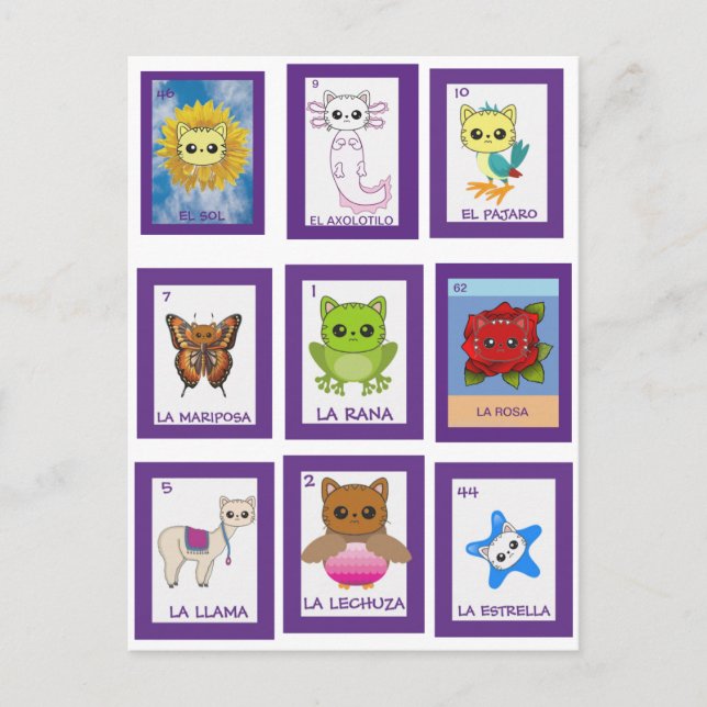Cartão Postal Cat Art Lottería, (Frente)