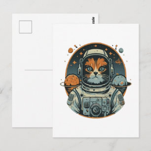Cartão Postal Cat-astronauta em Asteroides