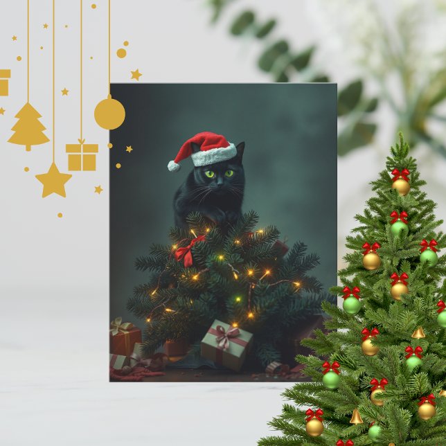 Cartão Postal Cat-astrophe Christmas Holiday Chaos Funny Cat  (Criador carregado)