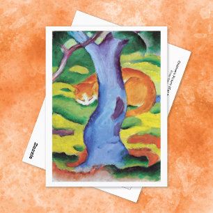 Cartão Postal Cat Atrás de uma árvore Franz Marc