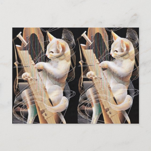 Cartão Postal Cat Crescendo – Surrealist Art Postcard (Frente)