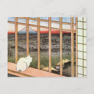 Cartão Postal Cat e Monte Fuji, Hiroshige