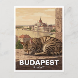 Cartão Postal Cat em Budapeste, Hungria, edifício do Parlamento