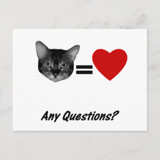 Cartão Postal Cat Equals Love