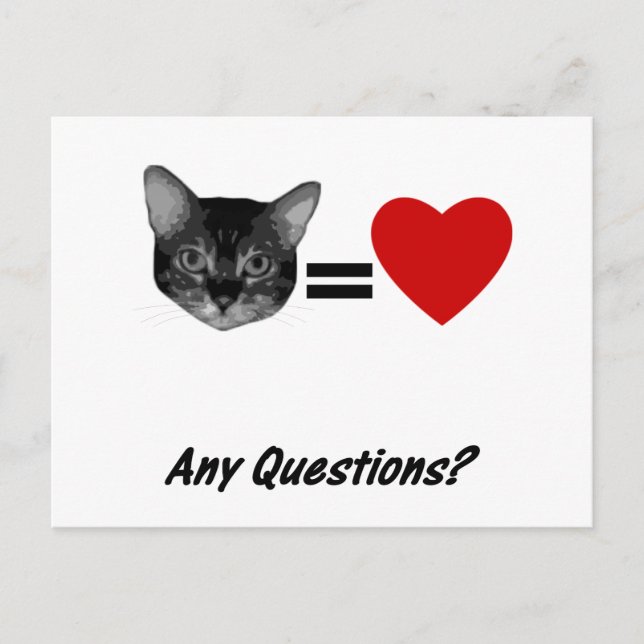 Cartão Postal Cat Equals Love (Frente)