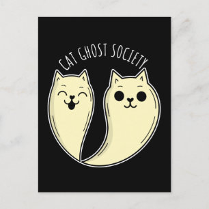 Cartão Postal Cat Ghost Society Spooky Engraçado Pet Halloween