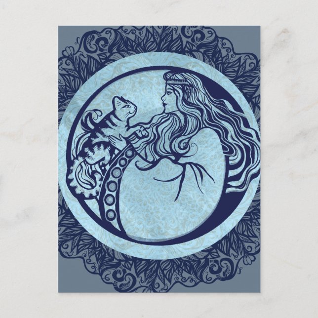 Cartão Postal Cat Goddess Rosa (Frente)