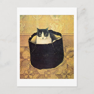 Cartão Postal Cat in Hatbox, Solomon Meijer
