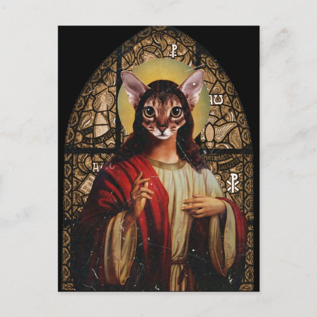 Cartão Postal Cat Jesus (Frente)