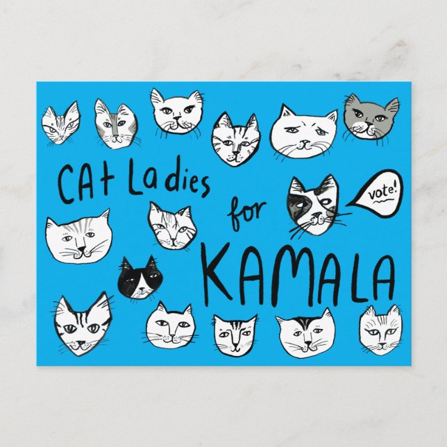 CARTÃO POSTAL CAT LADIS: ELEIÇÃO DE KAMALA, BONITA (Frente)