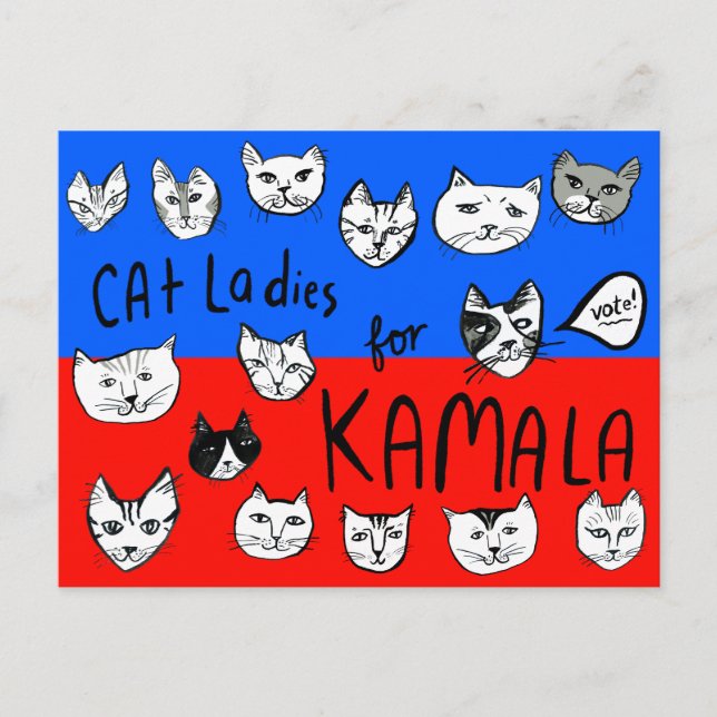 CARTÃO POSTAL CAT LADIS: ELEIÇÃO DE KAMALA, BONITA (Frente)
