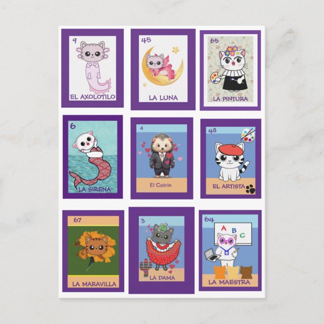Cartão Postal Cat Lottería, (Frente)