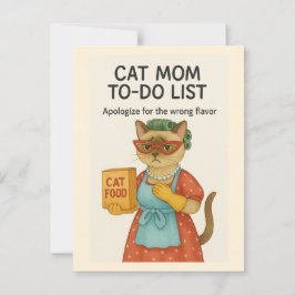 Cartão Postal Cat Mãe faz uma lista engraçada dizendo para amant