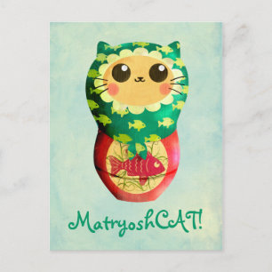 Cartão Postal Cat Matryoshka Doll