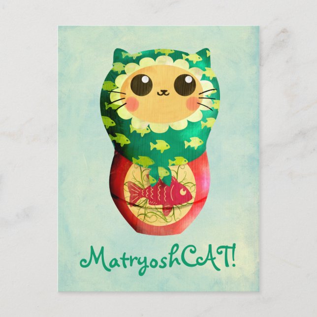 Cartão Postal Cat Matryoshka Doll (Frente)
