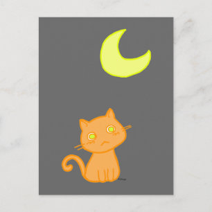 Cartão Postal Cat Moon