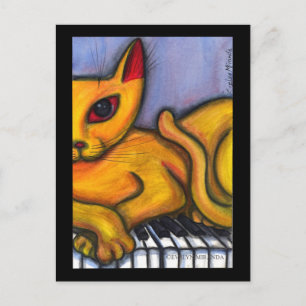 Cartão Postal Cat no teclado do Piano