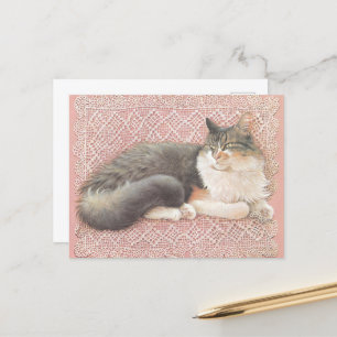 CARTÃO POSTAL CAT PAINTED POSTCARD