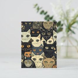 Cartão Postal Cat Pattern Artsy