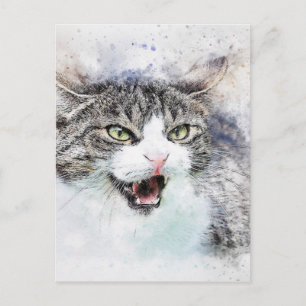 Cartão Postal Cat pet art abstrato
