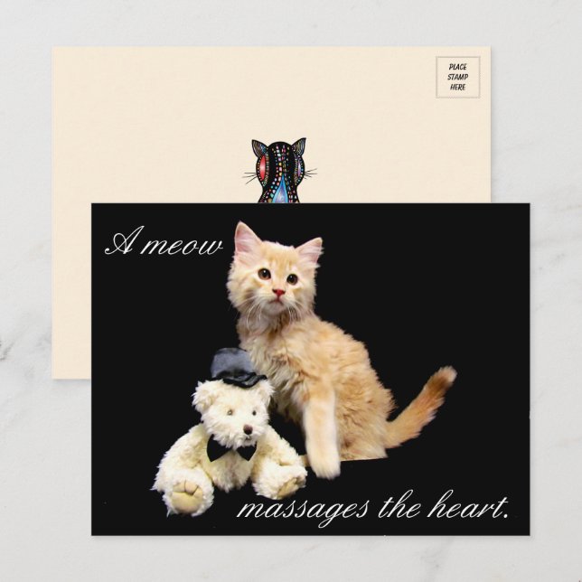 Cartão Postal Cat Pic - Sundrop e Teddy Bear (Frente/Verso)