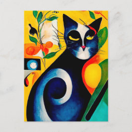Cartão Postal Cat portrait in expressionistic style. Classic Art