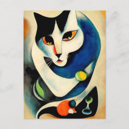 Cartão Postal Cat portrait in expressionistic style. Classic Art