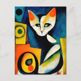 Cartão Postal Cat portrait in expressionistic style. Classic Art