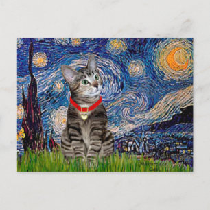 Cartão Postal CAT (Tabby2) - Noite Estrelada