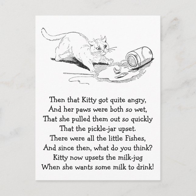 Cartão Postal Cat Ultrapassa Jar de Peixe (Frente)