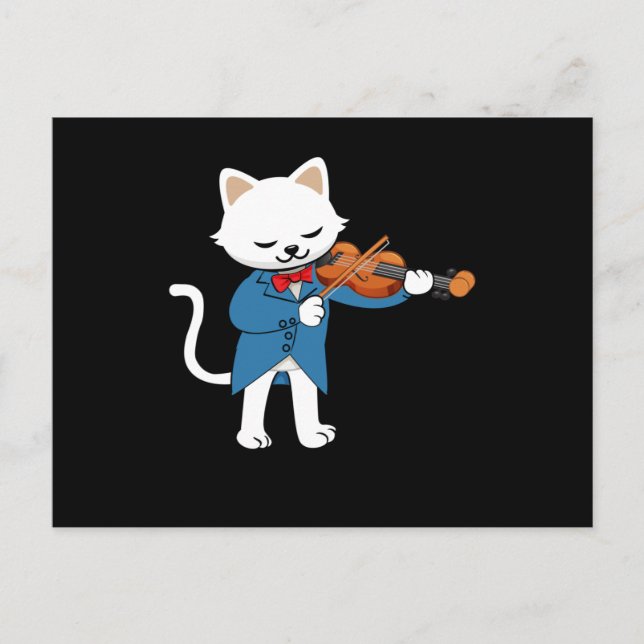 Cartão Postal Cat Violin (Frente)