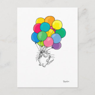 Cartão Postal CAT WITH BALLOONS postcard by Sandra Boynton