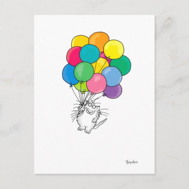 Cartão Postal CAT WITH BALLOONS postcard by Sandra Boynton (Frente)