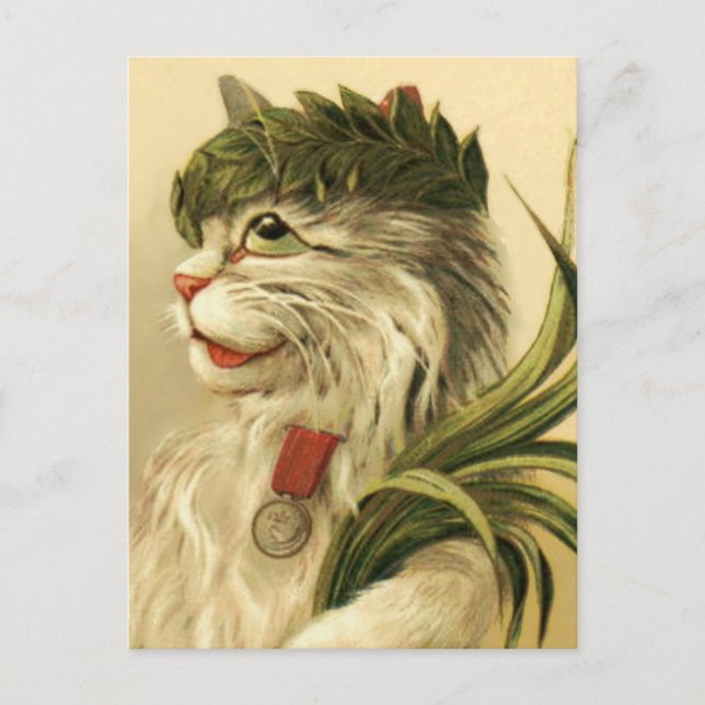 Cartão Postal Cat with Laurel Wreath by Maurice Boulanger (Frente)