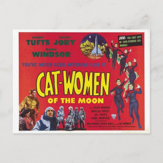Cartão Postal "Cat Women of the Moon" clássico de poster SF (Frente)