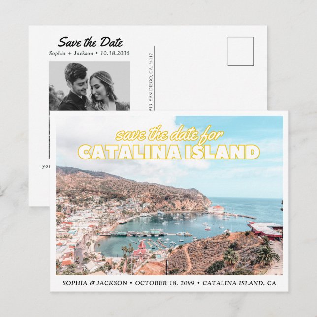 Cartão Postal Catalina Island Save the Date Wedding Postcard (Frente/Verso)