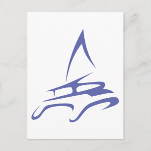 Cartão Postal Catamaran no Estilo de Desenho de Swish