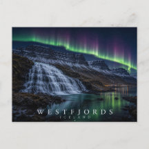 Catarata e Fiorde dos Westfjords Islândia Aurora