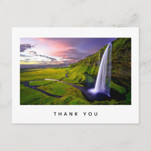 Cartão Postal Catarata Islandesa Foto da Natureza Verde Obrigado