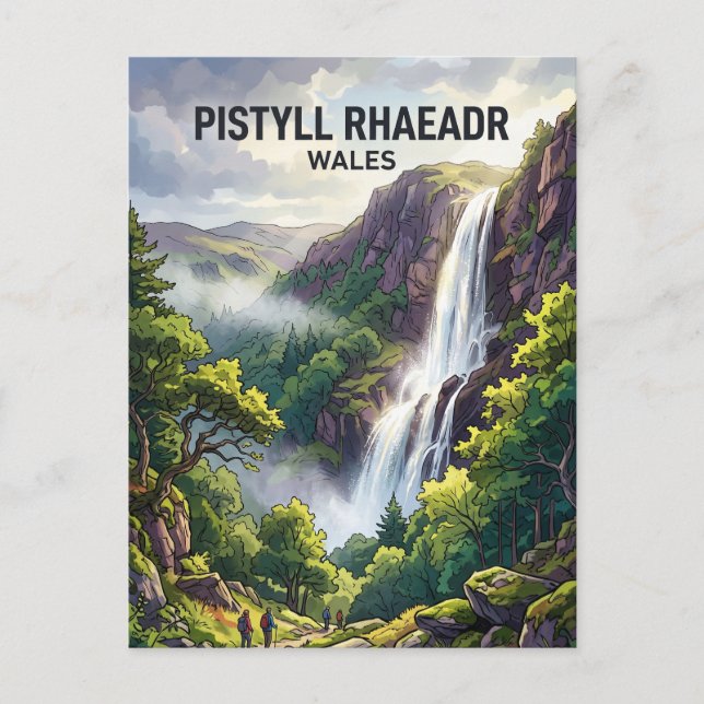 Cartão Postal Catarata Pistyll Rhaeadr, Llanrhaeadr-ym-Mochnant (Frente)